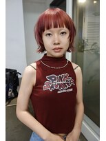 レコ 渋谷(LECO)&nbsp;ピンクレッドレイヤーボブハイトーンケアブリーチ