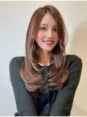 レイヤーカット髪質改善トリートメントミルクティーベージュ