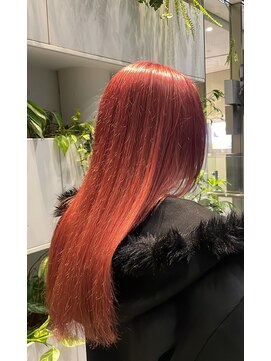 ブリーチ1回ピンクレッドカラー