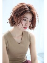 ネオリーブアイム 横浜西口店(Neolive aim)&nbsp;前下がりボブ パーマ　オレンジベージュ　切りっぱなしボブ