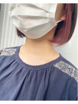 カプア 仙台駅前店(Kapua) インナーカラー/ピンクベージュ/ミニボブ/ショート/ケアブリーチ