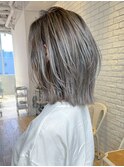 グレージュバレイヤージュ_グレージュカラーボブウルフ_ba398842