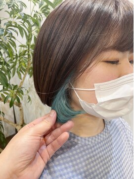 グーフィートーキョー 銀座(Goofy Tokyo) イヤリングカラー/ボブ/シアン/水色/インナーカラー/東京銀座