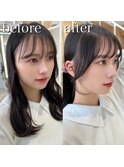 顔まわりカット 結んで可愛い サイドバング レイヤー
