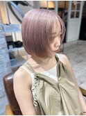 くすみピンク/レイヤーボブ/レイヤーカット/20代30代