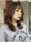 くびレイヤー 顔周りレイヤーカット イルミナカラー 前髪カット