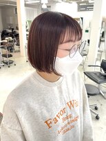 ヘアー アイス カンナ(HAIR ICI Canna)&nbsp;コンパクトボブ／お手入れ簡単/大人女子／オレンジカラー