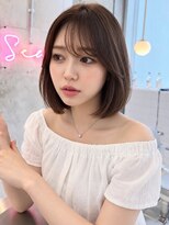 シー バイ ロンド 新宿(Sea by Lond)&nbsp;ワンホンレイヤ ー×ダークブルー[デジタルパーマ/ボブ/韓国]