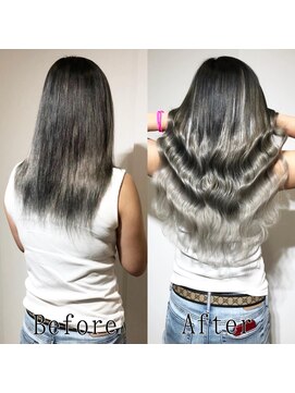 あるじゃんすー 梅田店 シルバーアッシュ#グラデーション#シールエクステ#小顔ヘア#梅田