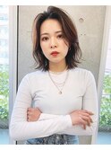 外ハネ韓国風ミディアムくびれボブレイヤー