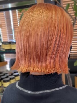 オーガニックマインド 坂戸 鶴ヶ島(organic+mind) 大人可愛いストレートオレンジベージュブリーチ伸ばしかけ