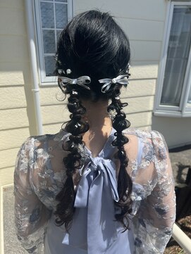 びゃんびゃん 江端店 ツイン編み下ろし/イメチェン/ヘアセット/美髪/着物ヘア