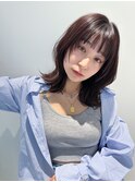 黒髪/ボブルフ/小顔/外ハネレイヤー/くびレイヤー/外ハネ