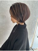 かきあげショート×ハイライトカラー