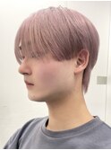 韓国メンズアッシュグレージュカラーシースルーマッシュシルバー