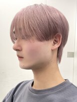 韓国メンズアッシュグレージュカラーシースルーマッシュシルバー