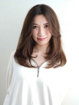 ニーフ 恵比寿(neaf) くびれヘアアプリコットオレンジハイライトカラー