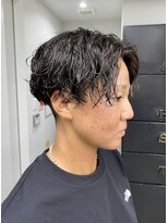 ヘアー アイス 御器所本店(HAIR ICI) センターパート前下がりソフトツイストパーマメッシュマッシュ