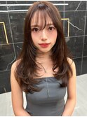レイヤーカットインナーカラーイヤリングカラー色落ち綺麗表参道