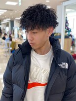ツイストスパイラルシャドウパーマ波巻き無造作銀座メンズパーマ