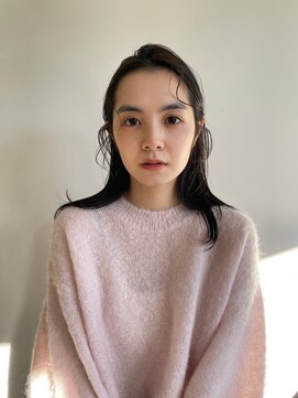 エイチ(H) シースルーマッシュハイライトセミロングブリーチなしカラーボブ