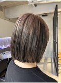 切りっぱなしボブショコラブラウンピンクベージュ20代