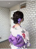 浴衣着付け　ヘアセット　シニヨン