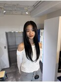 艶髪ブルーブラックに顔まわりほんのりレイヤー