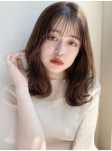 くびれミディアム/シースルーバング/大人可愛い