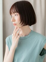 カバーヘア ブリス 上尾西口店(COVER HAIR bliss)&nbsp;シースルーバングワインレッド切りっぱなしボブY上尾30代40代