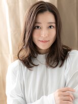 カバーヘアアンドスパ ブリス 浦和(COVER HAIR&SPA bliss) ミルクグレージュくびれレイヤーかきあげミディアム30代40代X