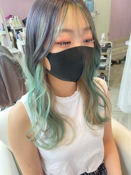 メルシー(Merci) 【Ｍｅｒｃｉ】グレー×ターコイズグリーン×ホワイトベージュ