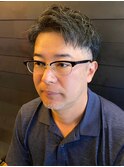 メンズナチュラルパーマ　ツーブロック　ビジネス　40代50代