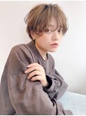 ショート+前髪ウェーブパーマ/ブリーチなしマロンブラウン[横浜]