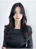 ロング顔周りレイヤー美髪韓国ヘア_ba514351