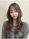 韓国風/レイヤー/小顔/前髪カット/髪質改善/グレージュ/透明感