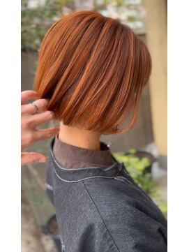 アオゾラヘアー フジサキグウ(AOZORA HAIR FUJISAKIGU) オレンジボブ/ハイライト/白髪ぼかし