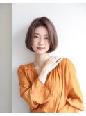 大人綺麗な髪型　ボブレイヤー　ベージュブラウン30代40代50代