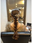ヘアセット　ヘアアレンジ　編み下ろし