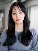 ☆黒髪クラゲヘアーオリーブグレー小顔ココアベージュ韓国ヘア