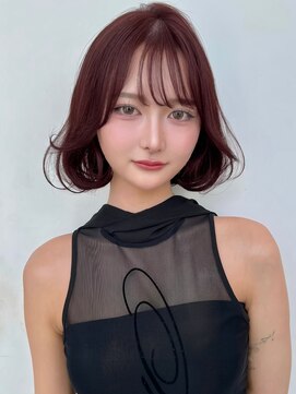 韓国ボブ×ボルドーカラー