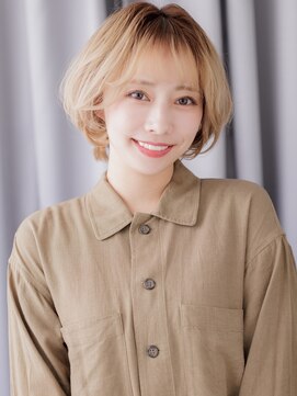 モッズヘア 越谷(mod's hair) ブリーチコーラルベージュレイヤーショートボブZ越谷10代20代