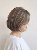 白髪ボカシハイライト　ショートボブ　５０代６０代　名東区