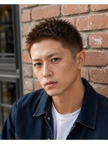 MEN's Baguz MEN'Sカット/ MEN'Sパーマ/ MEN'Sカラー フェード×スパイキーショート束感メンズパーマトレンド
