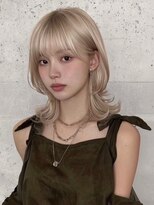 ランテルディ 渋谷(LANTERDIT)&nbsp;ミルクティーベージュミディアムヘアラベンダーカラー薄め前髪◎