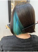 インナーカラー☆アクアブルー☆同時に白髪ぼかしも◎