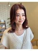 上品韓国風巻き◎大人ミディアム×赤みブラウンハイレイヤー