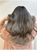大人可愛いふんわりカールミストバング外国人風カラーブリーチ