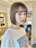 ワイドバングあごらいんボブ/内巻きボブ/ストレートヘア