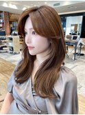 2wayバング 韓国前髪 シースルー ミディアム くびれヘア　顔周り
